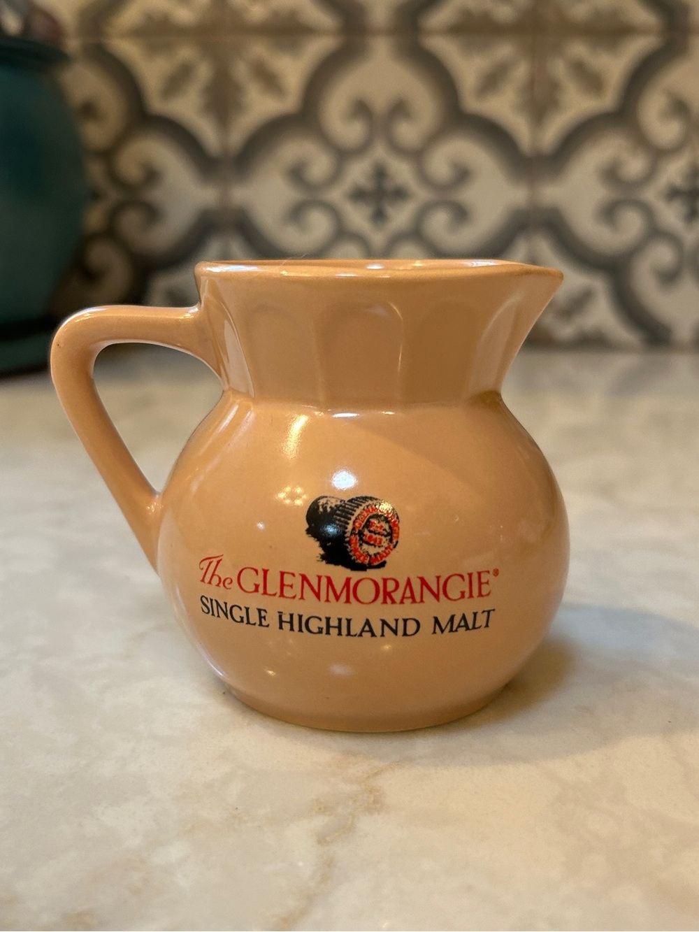 Vintage “The Glenmorangie” Ceramic Pitcher- Small Collectible- Peach/Tan- EUC